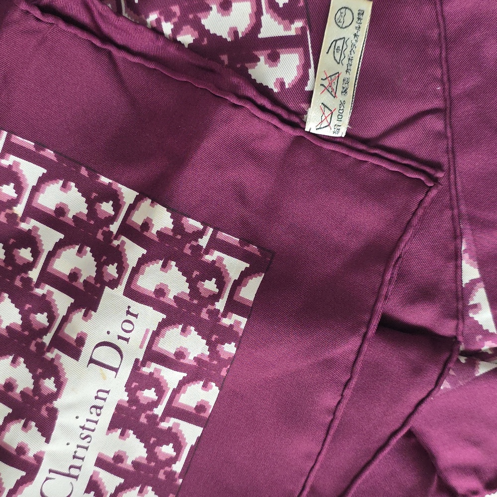 Auth Dior Oblique Trotter Bordeaux Silk Scarf - Picture 8 of 11